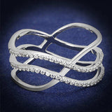 TS602 - Rhodium 925 Sterling Silver Ring with AAA Grade CZ in Clear - Alamode - Flyclothing LLC