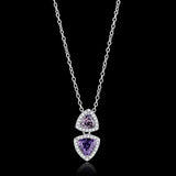 TS607 - Rhodium 925 Sterling Silver Chain Pendant with AAA Grade CZ in Amethyst - Alamode - Flyclothing LLC