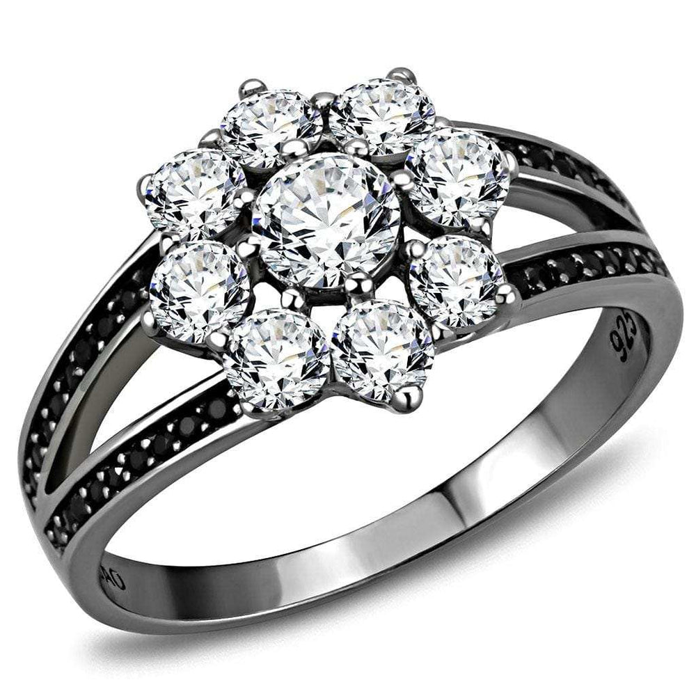 TS611 - Ruthenium 925 Sterling Silver Ring with AAA Grade CZ in Clear - Alamode - Flyclothing LLC