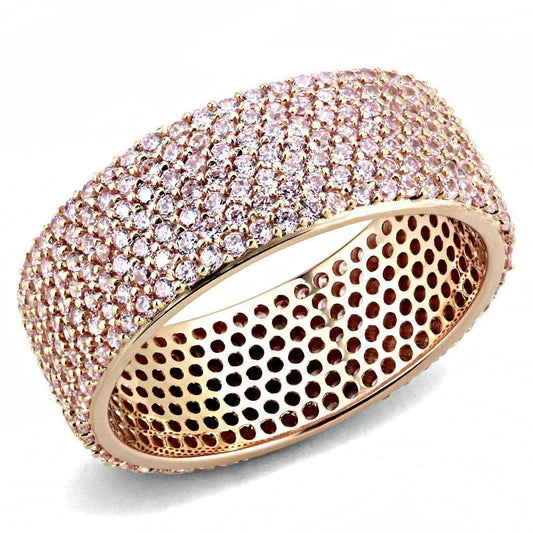 TS612 - Rose Gold 925 Sterling Silver Ring with AAA Grade CZ in Light Rose - Alamode - Flyclothing LLC