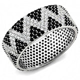 TS613 - Rhodium 925 Sterling Silver Ring with AAA Grade CZ in Jet - Alamode - Flyclothing LLC