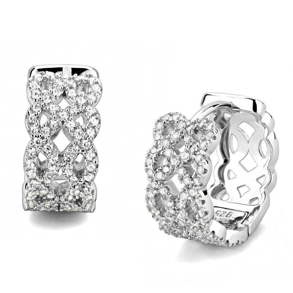 TS616 - Rhodium 925 Sterling Silver Earrings with AAA Grade CZ in Clear - Alamode - Flyclothing LLC