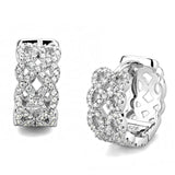 TS616 - Rhodium 925 Sterling Silver Earrings with AAA Grade CZ in Clear - Alamode - Flyclothing LLC