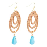 Tulum Blue Magnesite Rattan Golden Drop Earrings - Barse Jewelry - Flyclothing LLC