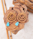 Tulum Blue Magnesite Rattan Golden Drop Earrings - Barse Jewelry - Flyclothing LLC