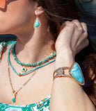 Tulum Blue Turquoise Golden Cuff Bracelet - Barse Jewelry - Flyclothing LLC
