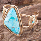 Tulum Blue Turquoise Golden Cuff Bracelet - Barse Jewelry - Flyclothing LLC