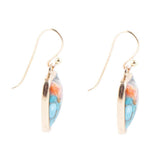 Blue Turquoise and Orange Spiny Oyster Matrix Golden Drop Earrings - Barse Jewelry - Flyclothing LLC