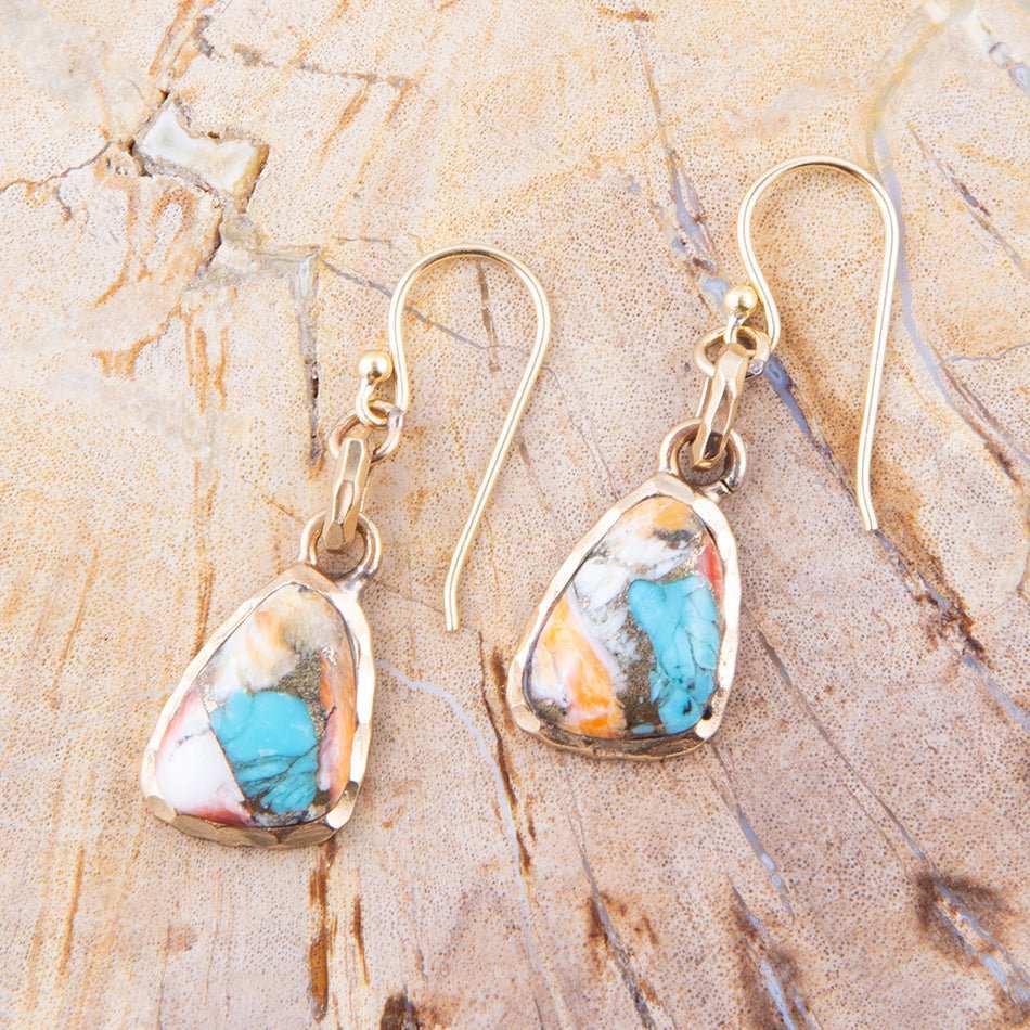 Turquoise and Spiny Oyster Matrix and Bronze Earrings - Barse Jewelry - Flyclothing LLC