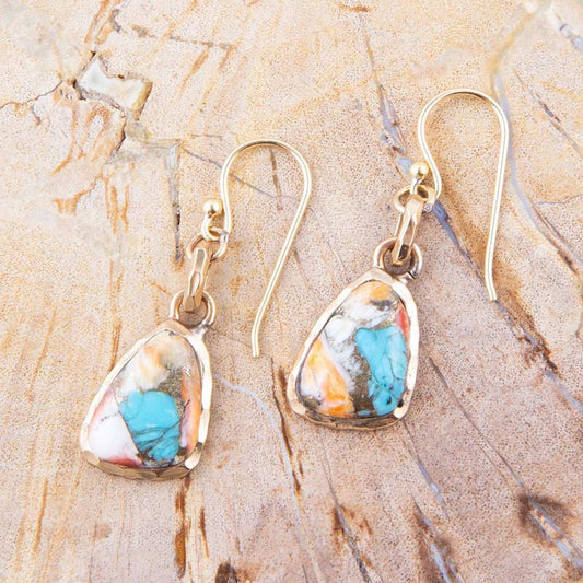 Turquoise and Spiny Oyster Matrix and Bronze Earrings - Barse Jewelry - Flyclothing LLC