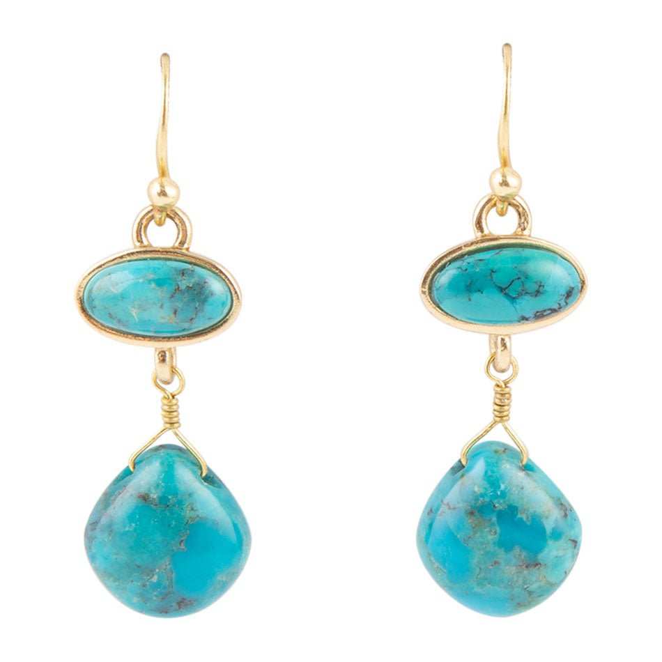 Turquoise Drop Bronze Earring - Barse Jewelry - Flyclothing LLC