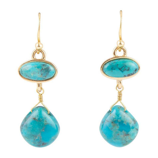 Turquoise Drop Bronze Earring - Barse Jewelry - Flyclothing LLC