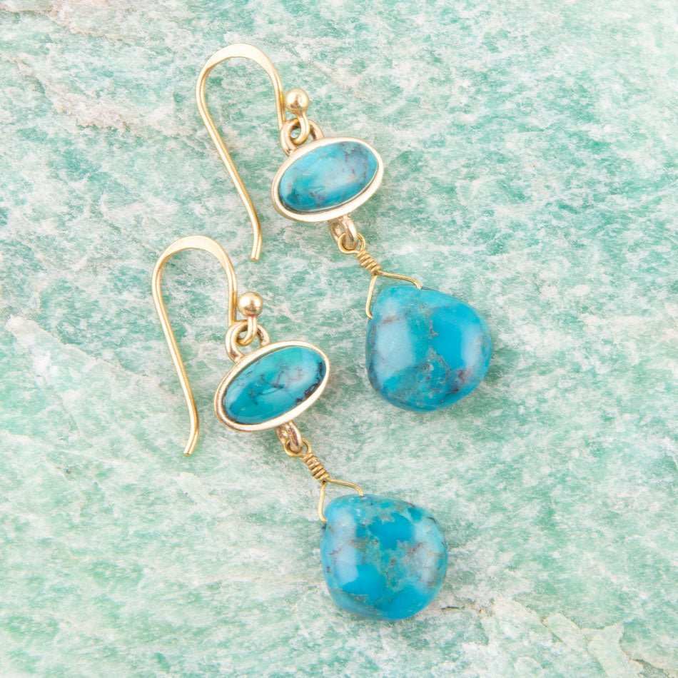 Turquoise Drop Bronze Earring - Barse Jewelry - Flyclothing LLC