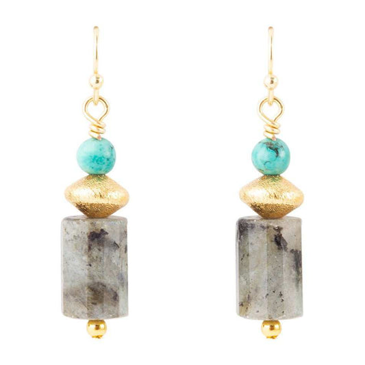 Turquoise Labradorite Drop Earrings - Barse Jewelry - Flyclothing LLC