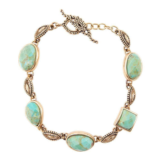 Luxurious Blue Turquoise Golden Link Toggle Bracelet - Barse Jewelry - Flyclothing LLC