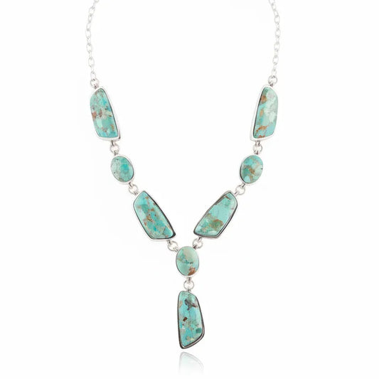 Genuine Blue Turquoise Sterling Silver Abstract Statement Necklace - Barse Jewelry - Flyclothing LLC