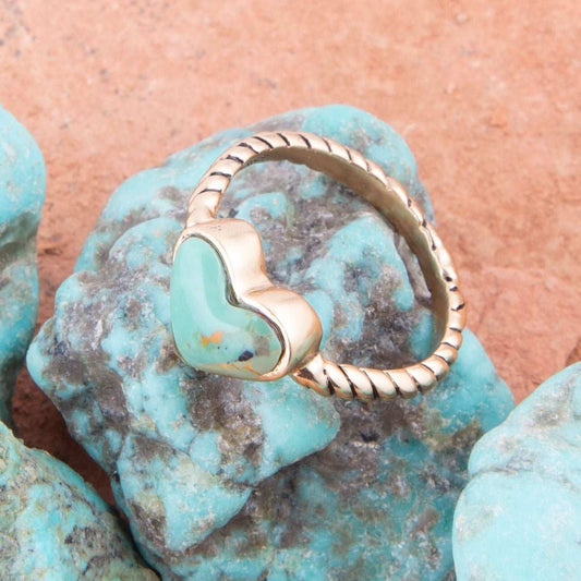 Rope My Heart Blue Turquoise and Golden Ring - Barse Jewelry - Flyclothing LLC