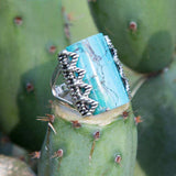 Blue Turquoise Sterling Silver Slice Statement Ring - Barse Jewelry - Flyclothing LLC