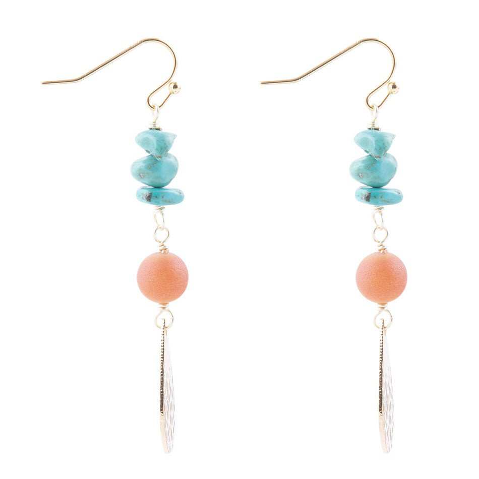 Turquoise Sol Charm Drop Earrings - Barse Jewelry - Flyclothing LLC