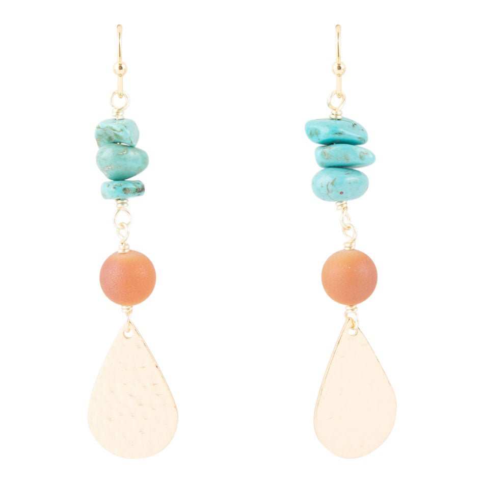 Turquoise Sol Charm Drop Earrings - Barse Jewelry - Flyclothing LLC