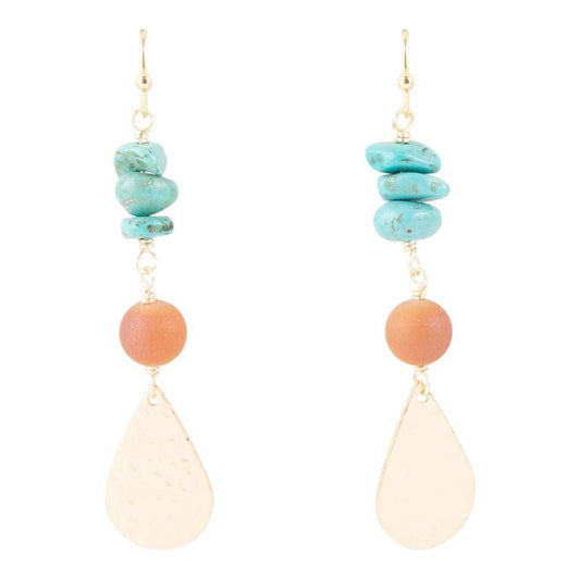 Turquoise Sol Charm Drop Earrings - Barse Jewelry - Flyclothing LLC