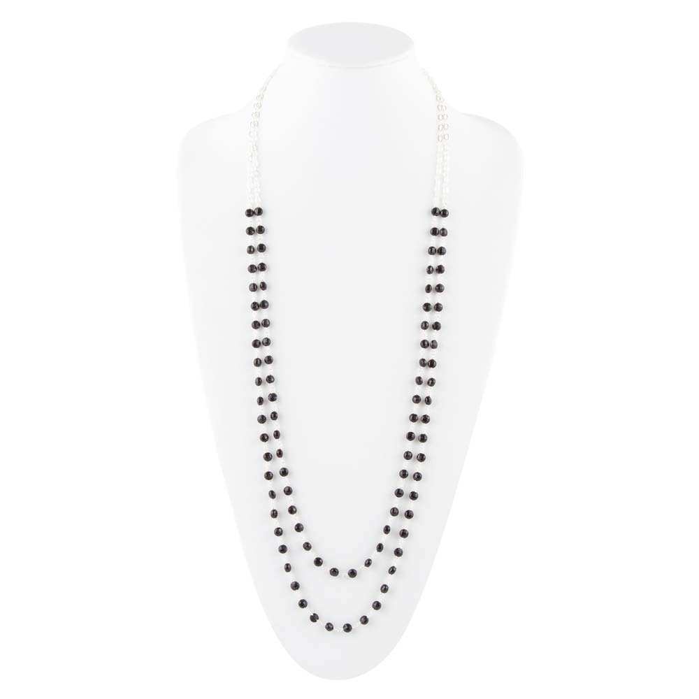 Two Row Onyx and Sterling Silver Necklace - Barse Jewelry - Flyclothing LLC