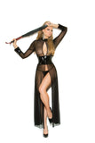 Elegant Moments Black Vinyl & Mesh Gown W/G-String V1954 - Elegant Moments - Flyclothing LLC