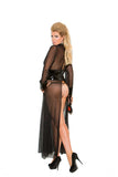 Elegant Moments Black Vinyl & Mesh Gown W/G-String V1954 - Elegant Moments - Flyclothing LLC