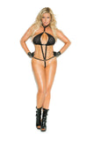 Elegant Moments Black Fishnet & Vinyl Teddy V2252x - Elegant Moments - Flyclothing LLC