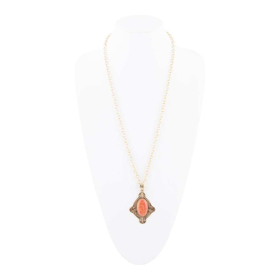 Valerie Orange Sponge Coral and Golden Pendant Necklace - Barse Jewelry - Flyclothing LLC
