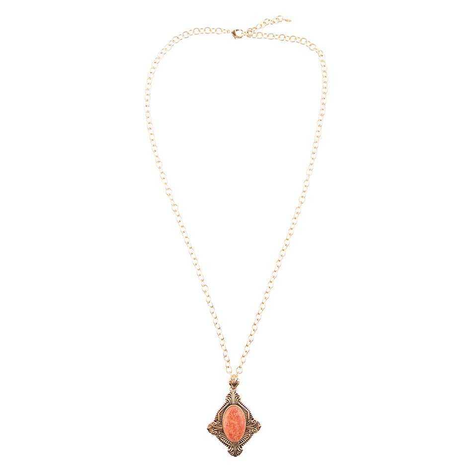 Valerie Orange Sponge Coral and Golden Pendant Necklace - Barse Jewelry - Flyclothing LLC