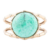 Vibrant Green Chrysoprase Golden Bamboo Statement Cuff Bracelet - Barse Jewelry - Flyclothing LLC
