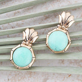 Vibrant Green Chrysoprase Golden Lotus Post Earrings - Barse Jewelry - Flyclothing LLC