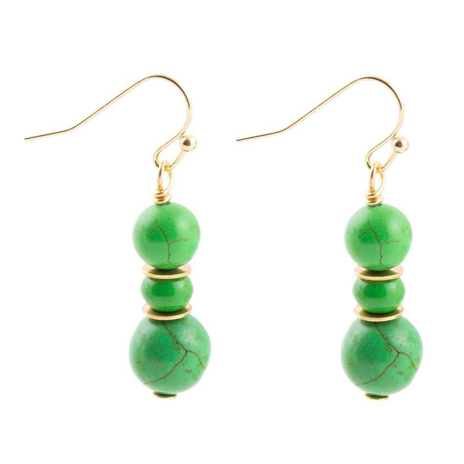 Vibrant Green Magnesite Golden Drop Earrings - Barse Jewelry - Flyclothing LLC
