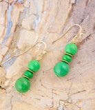 Vibrant Green Magnesite Golden Drop Earrings - Barse Jewelry - Flyclothing LLC
