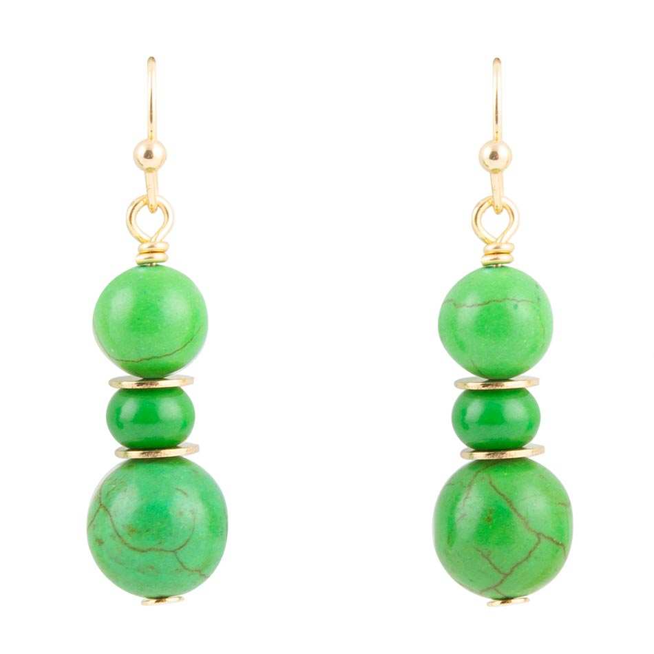 Vibrant Green Magnesite Golden Drop Earrings - Barse Jewelry - Flyclothing LLC