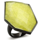 VL001 - IP Black(Ion Plating) Brass Ring with Synthetic Synthetic Stone in Apple Green color - Alamode - Flyclothing LLC