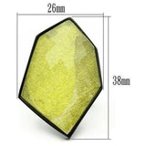 VL001 - IP Black(Ion Plating) Brass Ring with Synthetic Synthetic Stone in Apple Green color - Alamode - Flyclothing LLC