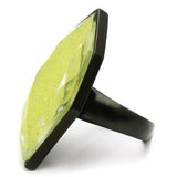 VL001 - IP Black(Ion Plating) Brass Ring with Synthetic Synthetic Stone in Apple Green color - Alamode - Flyclothing LLC