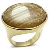 VL002 - IP Gold(Ion Plating) Brass Ring with Synthetic Synthetic Rutile in Topaz - Alamode - Flyclothing LLC