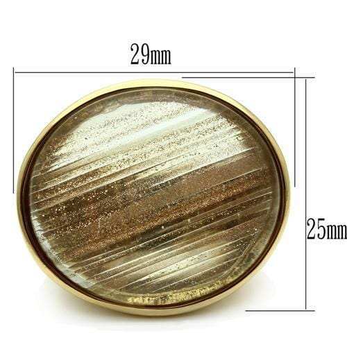VL002 - IP Gold(Ion Plating) Brass Ring with Synthetic Synthetic Rutile in Topaz - Alamode - Flyclothing LLC