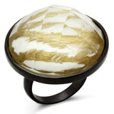 VL004 - IP Black(Ion Plating) Brass Ring with Synthetic Synthetic Stone in Brown - Alamode - Flyclothing LLC