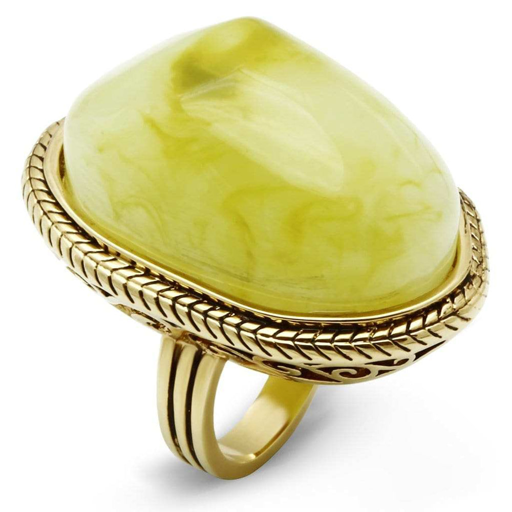 VL005 - IP Gold(Ion Plating) Brass Ring with Synthetic Synthetic Stone in Apple Green color - Alamode - Flyclothing LLC