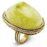 VL005 - IP Gold(Ion Plating) Brass Ring with Synthetic Synthetic Stone in Apple Green color - Alamode - Flyclothing LLC