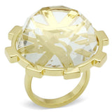 VL006 - Gold Brass Ring with Synthetic Synthetic Glass in Clear - Alamode - Flyclothing LLC