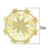 VL006 - Gold Brass Ring with Synthetic Synthetic Glass in Clear - Alamode - Flyclothing LLC