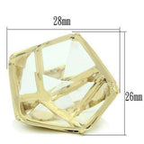 VL007 - Gold Brass Ring with Synthetic Synthetic Stone in Clear - Alamode - Flyclothing LLC