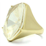 VL007 - Gold Brass Ring with Synthetic Synthetic Stone in Clear - Alamode - Flyclothing LLC