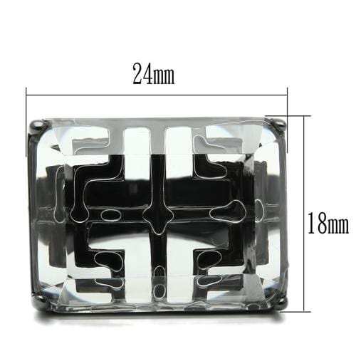 VL008 - TIN Cobalt Black Brass Ring with Synthetic Synthetic Stone in Clear - Alamode - Flyclothing LLC