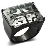 VL008 - TIN Cobalt Black Brass Ring with Synthetic Synthetic Stone in Clear - Alamode - Flyclothing LLC